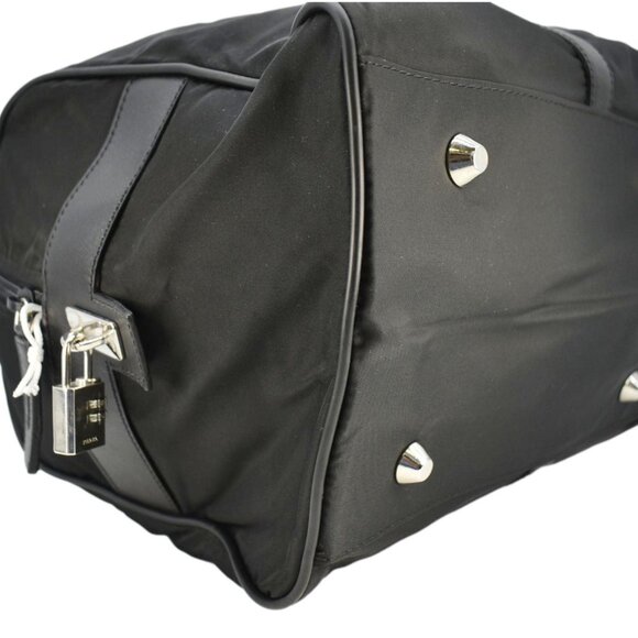 PRADA Re- Nylon Saffiano Leather Viaggio Duffle Bag Black - Picture 8 of 13
